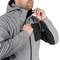 Куртка SOFTSHELL світло сіро-чорна, з капюшоном, тришарова, тканина - стрейч 300 GSM 100D, з водо- і вітрозахистом, розмір М INTERTOOL SP-3122