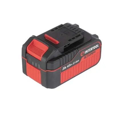 Акумулятор 20 В, Li-ion, 4.0 Аг, індикатор рівня заряду INTERTOOL WT-0341 Акумулятор 20 В, Li-ion, 4.0 Аг, індикатор рівня заряду INTERTOOL WT-0341