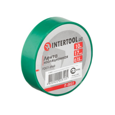 Стрічка ізоляційна, 17 мм * 10 м * 0,15 мм, зелена INTERTOOL IT-0031