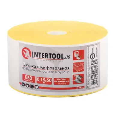 Шлифувальна шкурка на паперовій основі К60, 115 мм * 50 м INTERTOOL BT-0816 Шлифувальна шкурка на паперовій основі К60, 115 мм * 50 м INTERTOOL BT-0816
