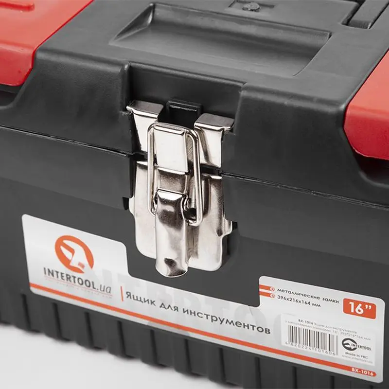 Ящик для інструментів з металевими замками 16", 396*216*164 мм INTERTOOL BX-1016 Ящик для інструментів з металевими замками 16", 396*216*164 мм INTERTOOL BX-1016