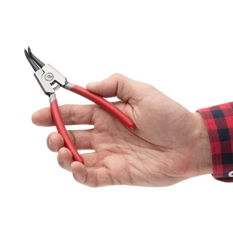 Щипці для зняття та встановлення стопорных кілець 150 мм, вигнуті на розтискання INTERTOOL HT-7008 Щипці для зняття та встановлення стопорных кілець 150 мм, вигнуті на розтискання INTERTOOL HT-7008