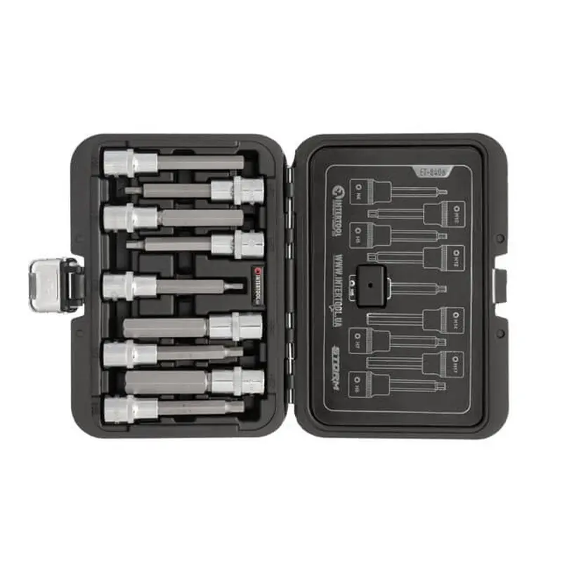 Набір біт HEX 1/2" 4-17, 100 мм, S2, STORM INTERTOOL ET-8406 Набір біт HEX 1/2" 4-17, 100 мм, S2, STORM INTERTOOL ET-8406