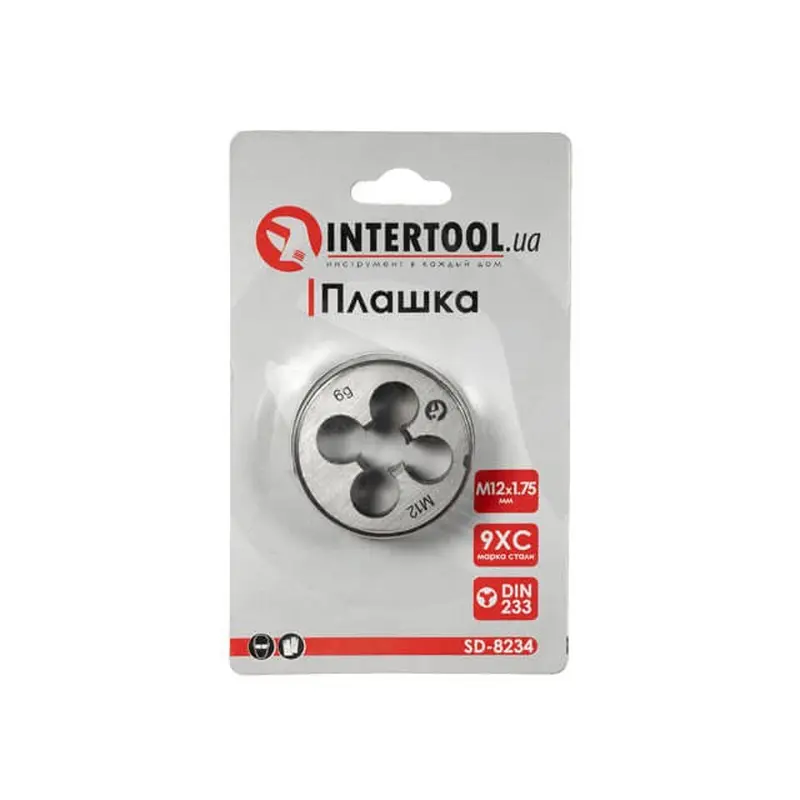 Плашка M12x1,75 мм INTERTOOL SD-8234 Плашка M12x1,75 мм INTERTOOL SD-8234