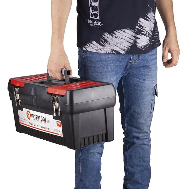 Ящик для інструменту з металевими замками, 19", 483*242*240 мм INTERTOOL BX-1019 Ящик для інструменту з металевими замками, 19", 483*242*240 мм INTERTOOL BX-1019