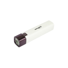 Ліхтар ручний 3 режими, 1W LED 80 lum/7000K, 60 м, power bank, USB, Li-ion1200mAh, ABS WHITE