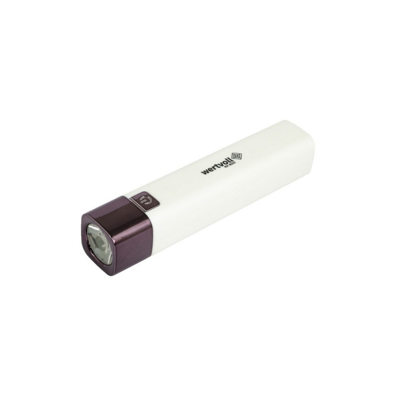 Ліхтар ручний 3 режими, 1W LED 80 lum/7000K, 60 м, power bank, USB, Li-ion1200mAh, ABS WHITE