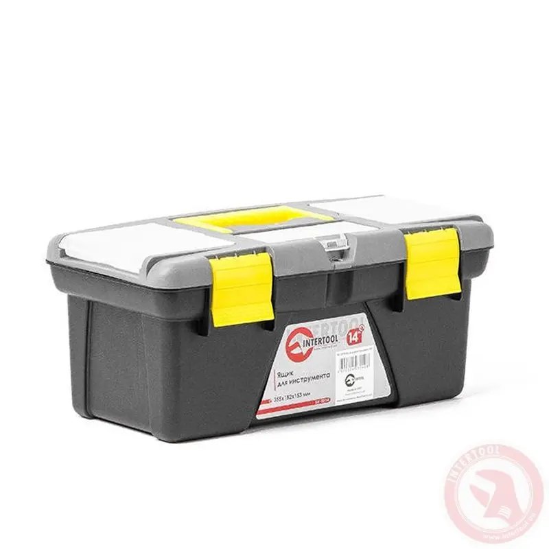 Ящик для інструменту пластик 14" 355х182х153мм INTERTOOL BX-0314 Ящик для інструменту пластик 14" 355х182х153мм INTERTOOL BX-0314