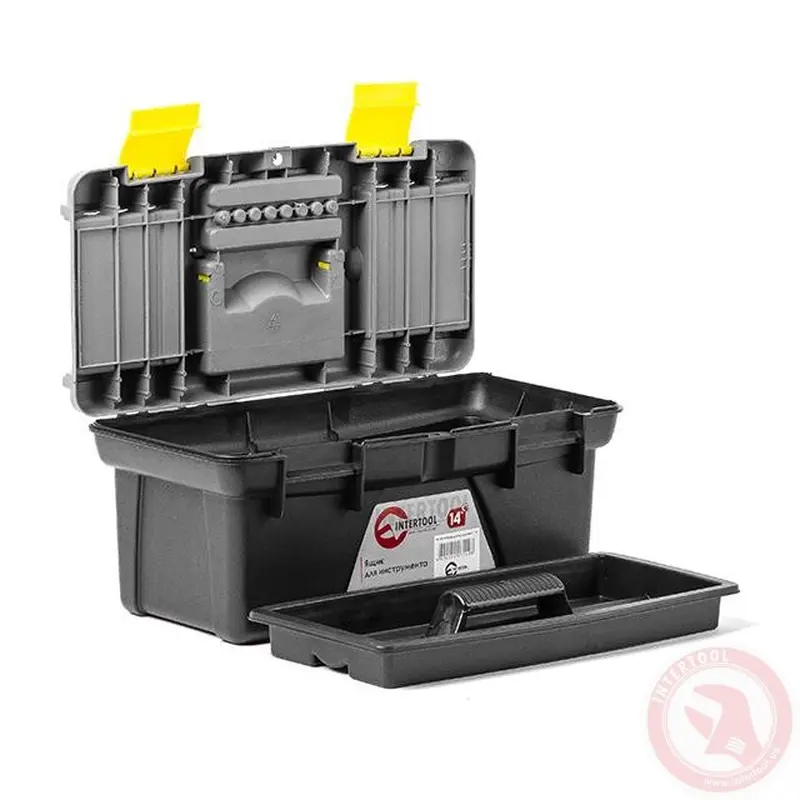 Ящик для інструменту пластик 14" 355х182х153мм INTERTOOL BX-0314 Ящик для інструменту пластик 14" 355х182х153мм INTERTOOL BX-0314