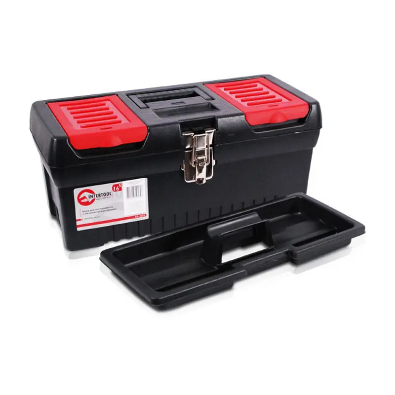 Інструментальний ящик з металевими замками 16" 396х216х164мм Intertool BX-1016 Інструментальний ящик з металевими замками 16" 396х216х164мм Intertool BX-1016
