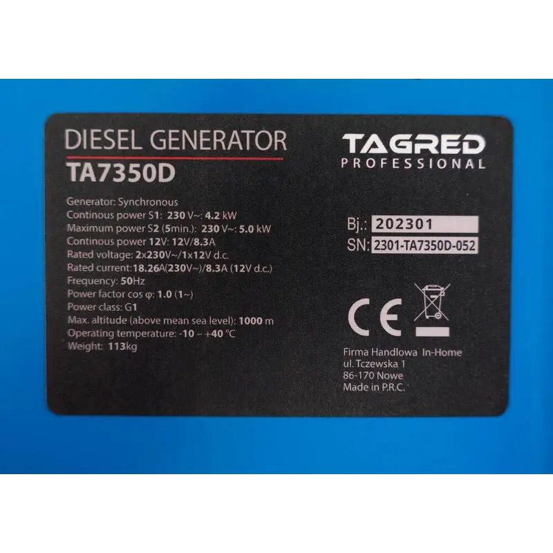 Дизельный генератор TAGRED TA7350D