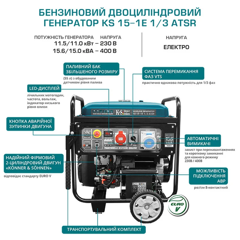 Генератор бензиновий Könner&Söhnen KS 15-1E 1/3 ATSR