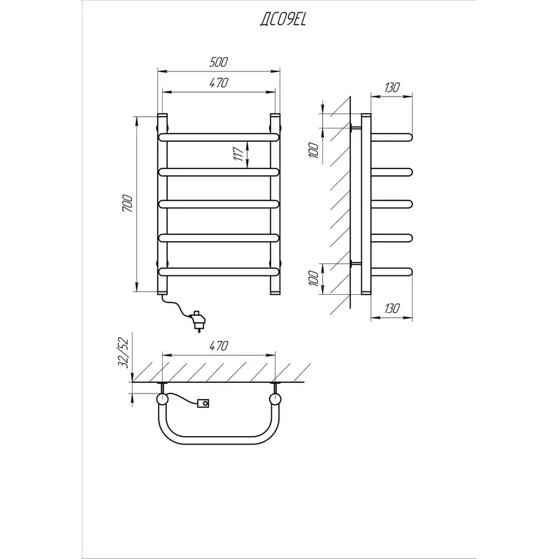Рушникосушарка KOSSER Скоба 700х500/5 ЕL рег. Рушникосушарка KOSSER Скоба 700х500/5 ЕL рег.