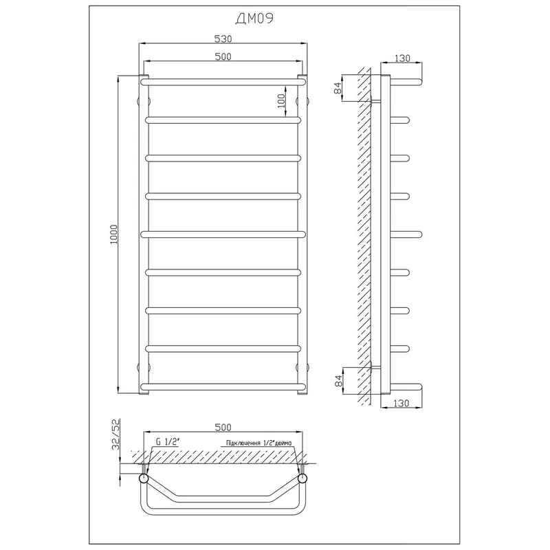 Рушникосушарка KOSSER Мікс 1000х530/9 Рушникосушарка KOSSER Мікс 1000х530/9
