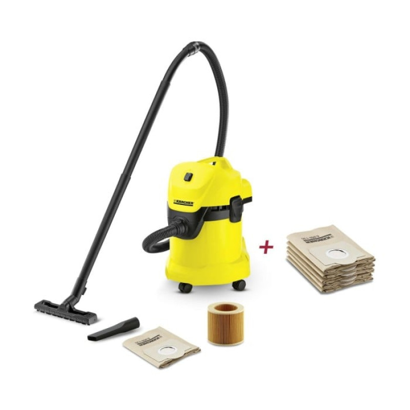 Порохотяг Karcher WD 3 + фільтр-мішки (1000 Вт, 17 л) (9.611-147.0)