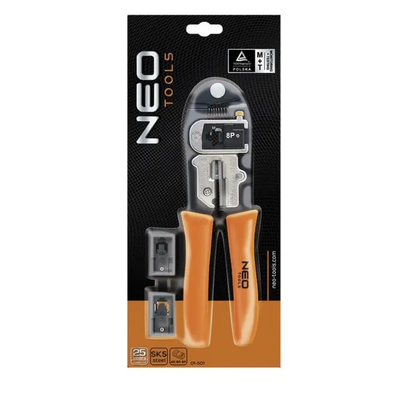 Кліщі для обтискання телефонних наконечників NEO Tools (4P, 6P, 8P) (01-501) Кліщі для обтискання телефонних наконечників NEO Tools (4P, 6P, 8P) (01-501)