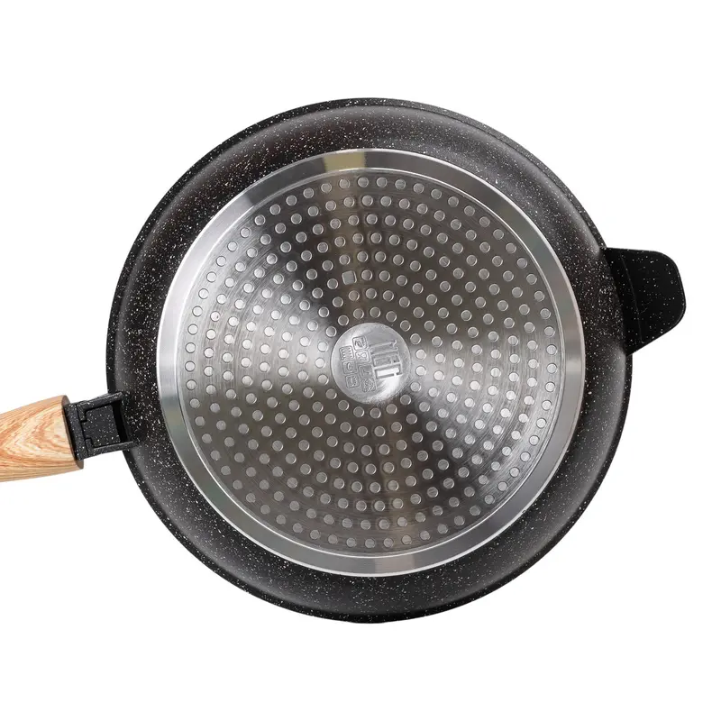 Алюмінієва глибока сковорода (3,5 л) зі скляною кришкою Ø28 см чорна MGC