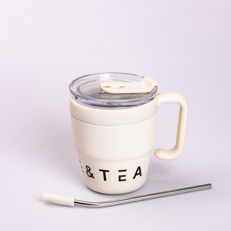 Термочашка Coffee & Tea з трубочкою бежева