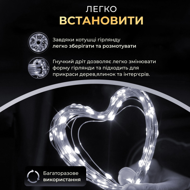 Гірлянда роса на пульті 50 метрів на 500 led світлодіодів крапля на зеленому дроті біла