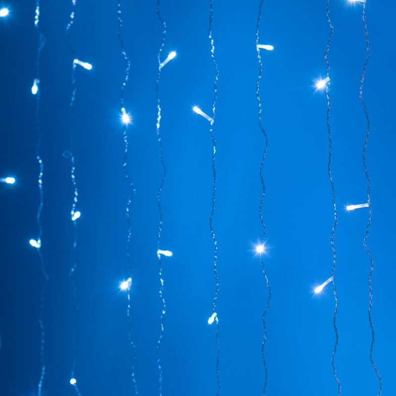 Гірлянда Водоспад 3х2 м 210 LED (480 L) лампочок світлодіодна прозорий дріт 10 ниток 8 режимів Білий