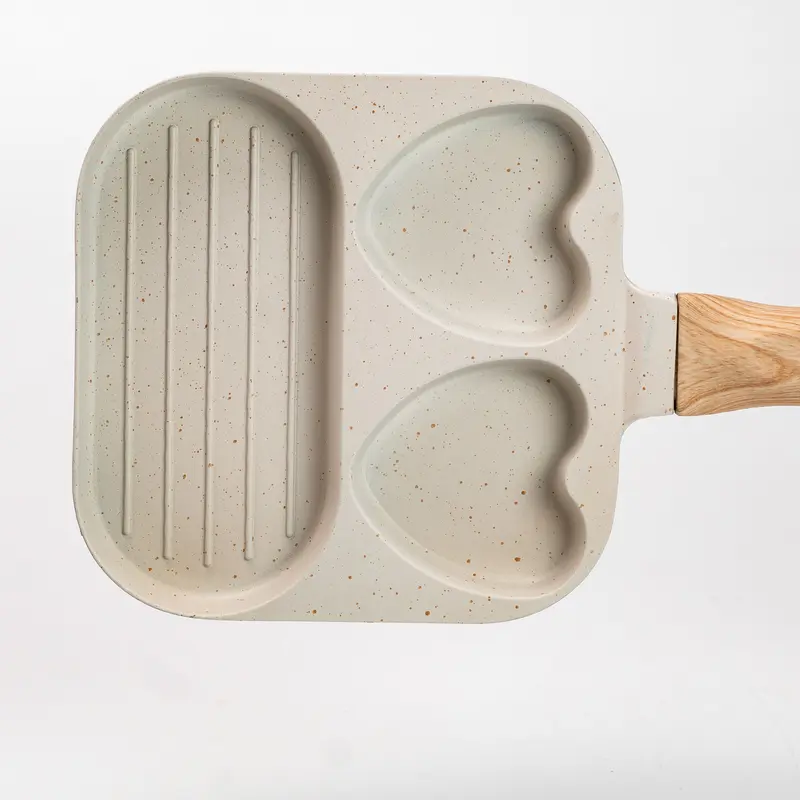 Сковорода квадратна порційна на 3 секції з антипригарним покриттям бежева