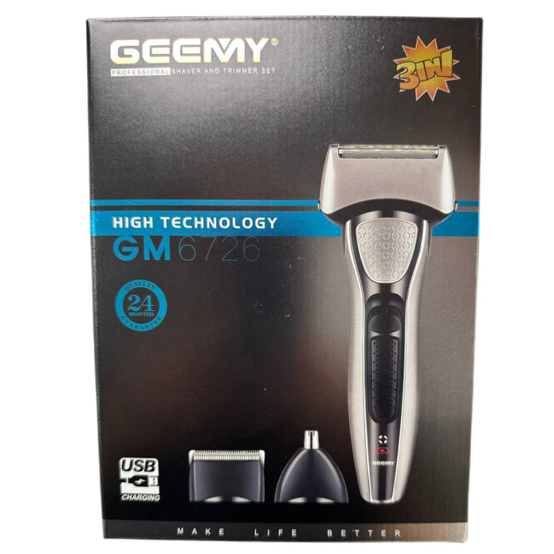 Електробритва Geemy GM-6726 портативна професійна з насадкам Золотий