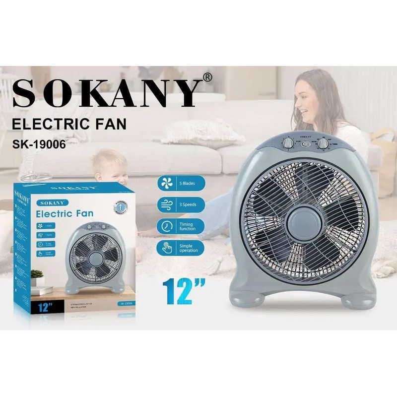 Електричний настільний вентилятор Sokany Electric Fan 5 лопатей 3 швидкості вентилятор настільний Електричний настільний вентилятор Sokany Electric Fan 5 лопатей 3 швидкості вентилятор настільний