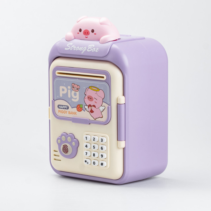 Сейф-скарбничка дитяча з купюроприймачем та кодовим замком "Pig" Фіолетовий