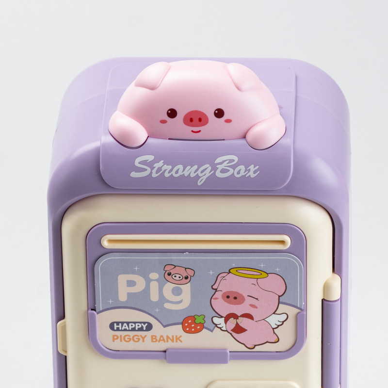 Сейф-скарбничка дитяча з купюроприймачем та кодовим замком "Pig" Фіолетовий
