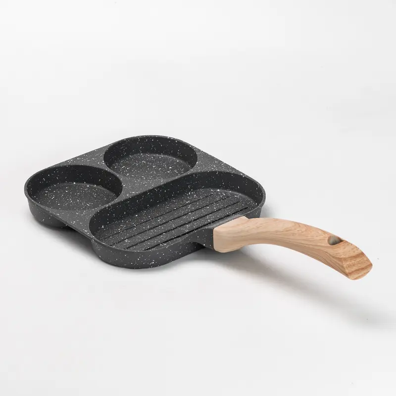 Сковорода квадратна порційна на 3 секції з антипригарним покриттям для всіх плит сіра