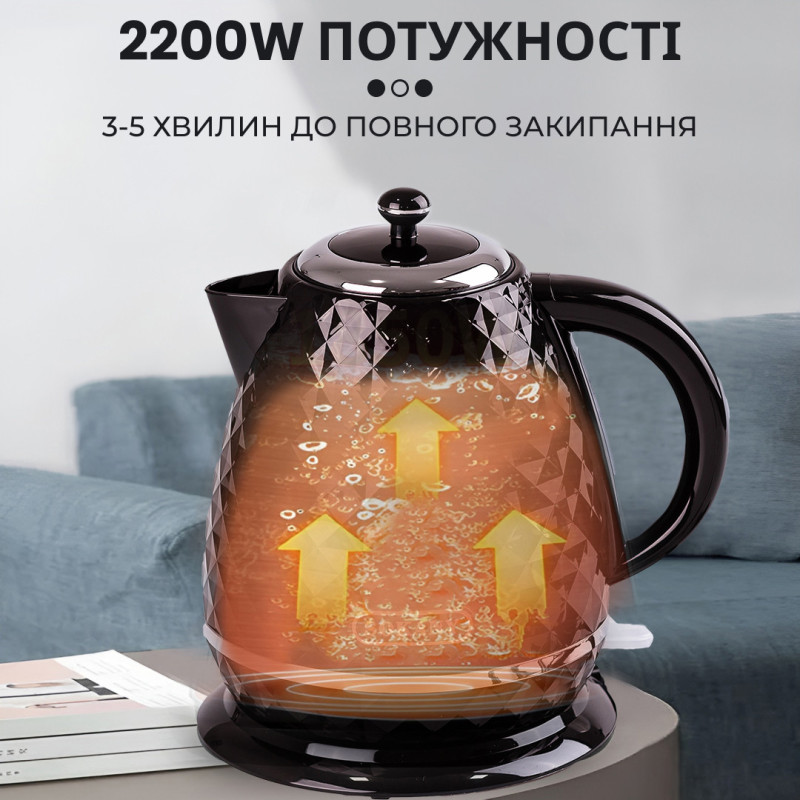 Чайник електричний Sokany SK-1032 1.7 літра 2200 Вт Чорний