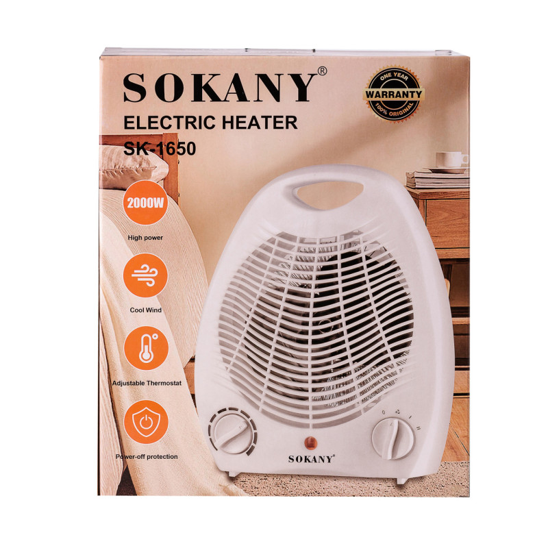 Тепловентилятор Sokany SK1650 2000W электрический белый