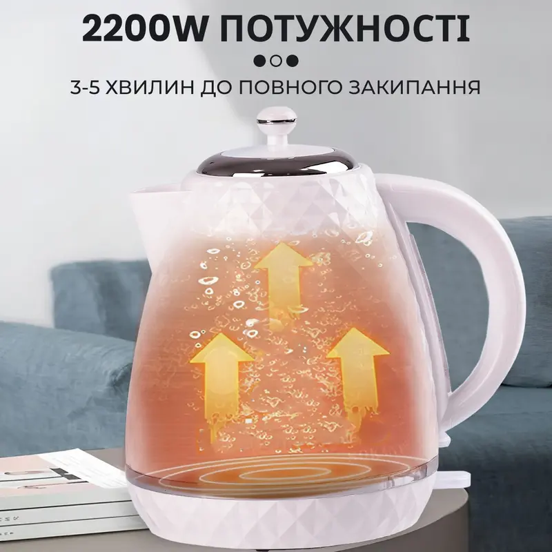 Чайник електричний Sokany SK-1032 1.7 літра 2200 Вт Чорний Білий