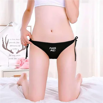 Жіночі трусики на зав'язках "Fuck Me" - Чорний - S/M/L - Еротична білизна