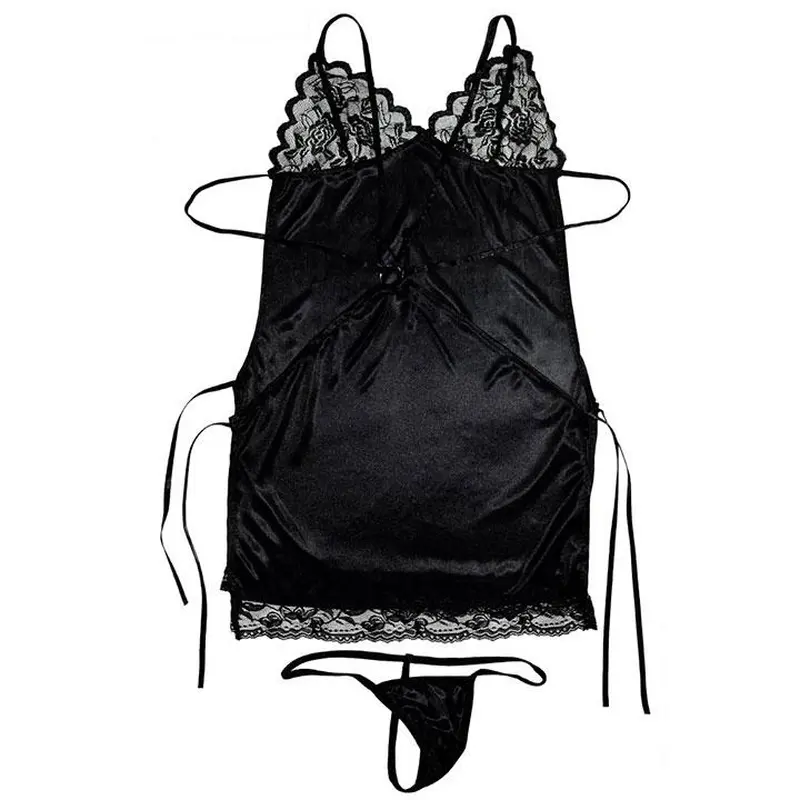 Короткий сексі пеньюар - Чорний - S/M - Еротична білизна Короткий сексі пеньюар - Чорний - S/M - Еротична білизна