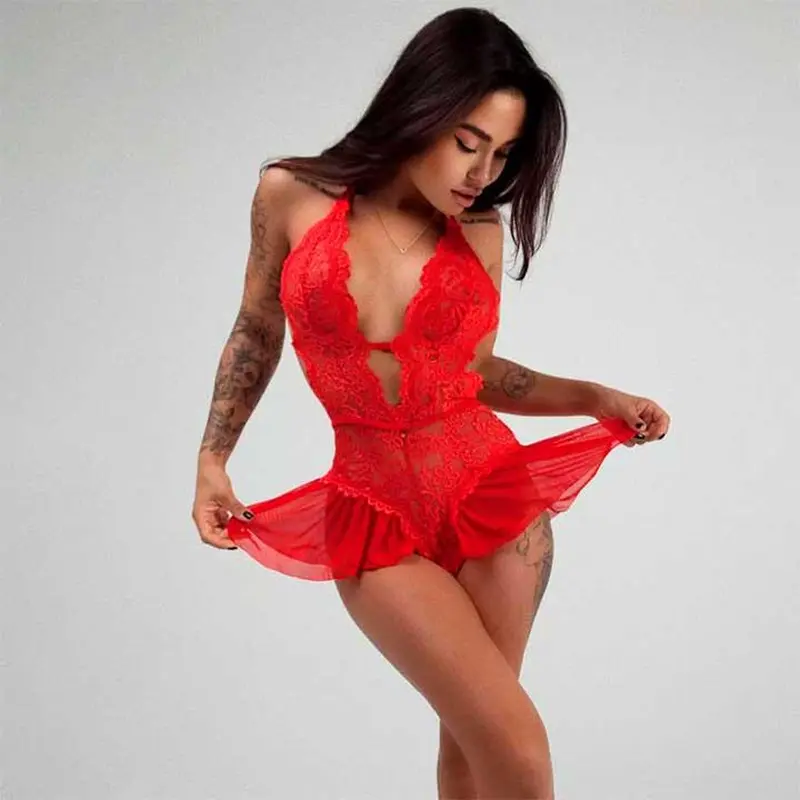 Сексуальний боді-пеньюар із відкритою спиною червоний — S/M — Еротична білизна Сексуальний боді-пеньюар із відкритою спиною червоний — S/M — Еротична білизна