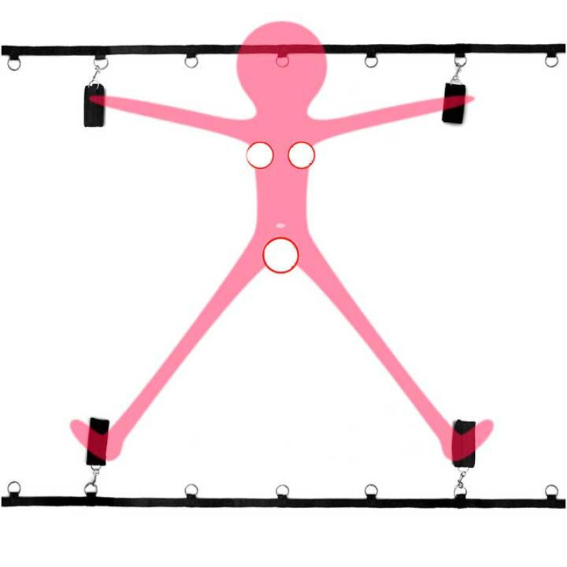 Бандаж Dreamtoys Ремінна система для фіксації до ліжка Blaze Bed Restraint Set - Садо-мазо