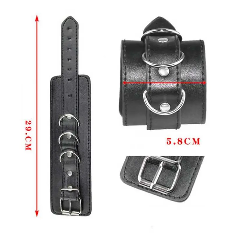 Шкіряні чорні наручники - Садо-мазо Шкіряні чорні наручники - Садо-мазо