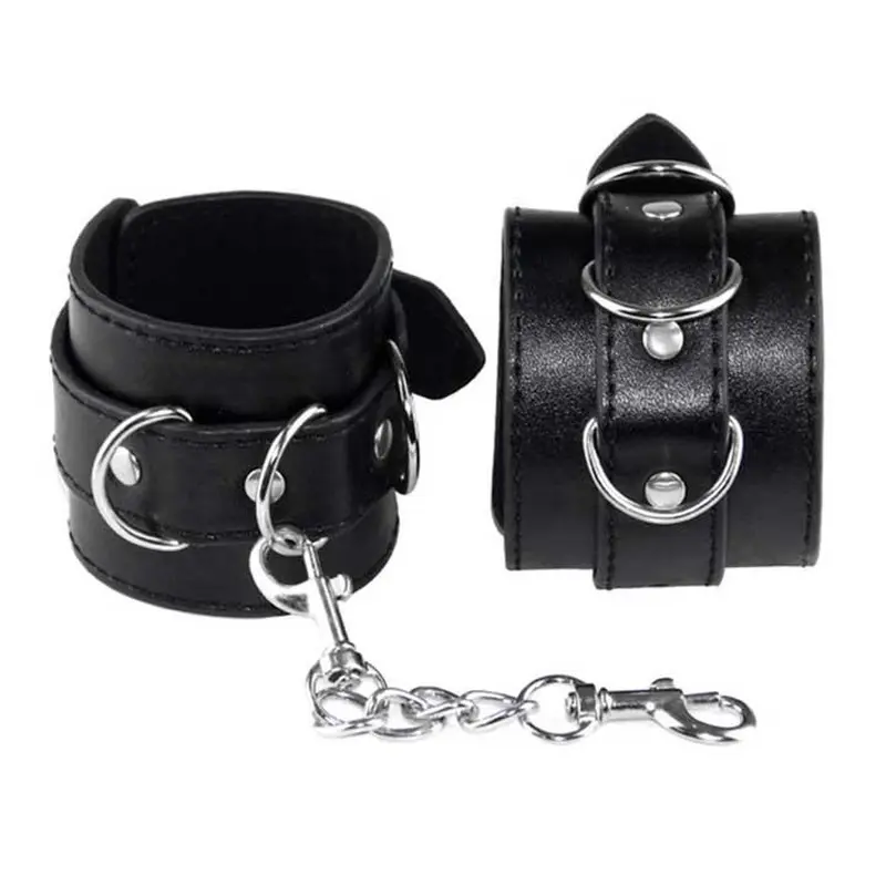 Шкіряні чорні наручники - Садо-мазо Шкіряні чорні наручники - Садо-мазо