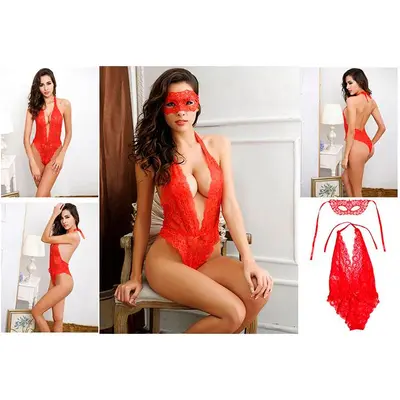 Еротичний ігровий костюм "Незнайомка" - Червоний - XS/S/М - Еротична білизна