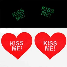 Вінілові наклейки на соски, що світяться, "Kiss Me!" - Садо-мазо