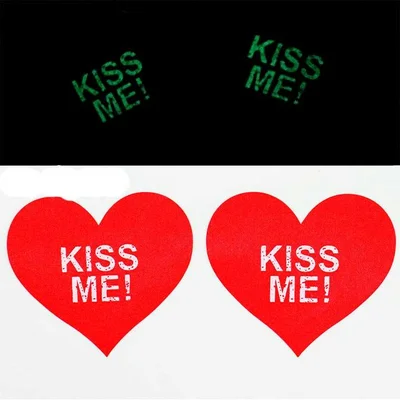 Вінілові наклейки на соски, що світяться, "Kiss Me!" - Садо-мазо