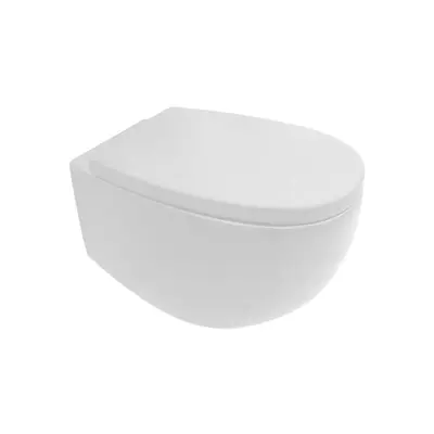 Унитаз подвесной с крышкой, MILK RIMLESS, белый глянец