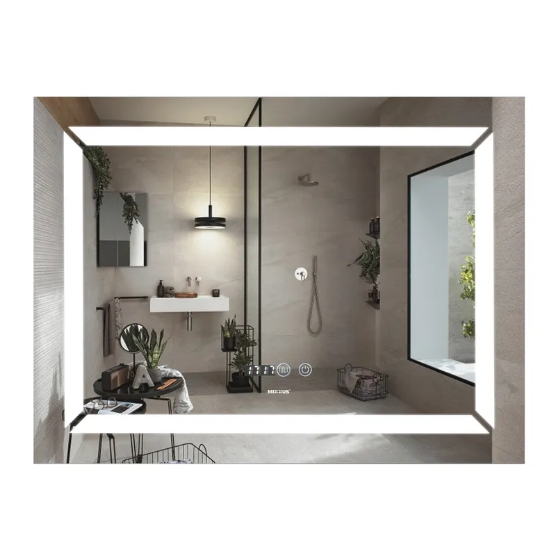Зеркало Mixxus Light MR01-80x60 (часы, LED-подсветка, антизапотевание) (MI5998)