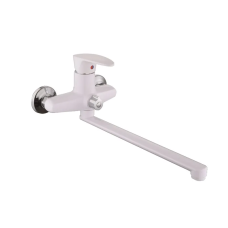 Смеситель для ванны Plamix Cezar-006 EURO SET White (со шлангом, лейкой и кронштейном) (PM0666)