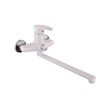 Смеситель для ванны Plamix Cezar-006 EURO SET White (со шлангом, лейкой и кронштейном) (PM0666)