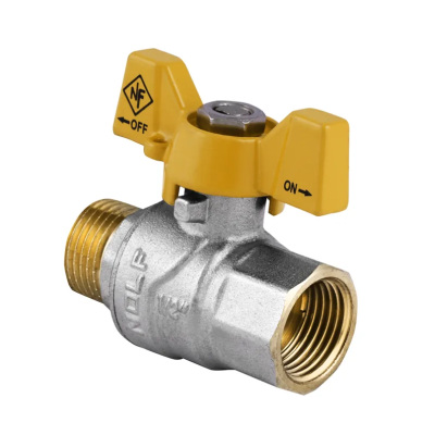 Кран шаровой Nolf NF.722 - 1/2" FM ГШМ YELLOW, ручка "бабочка" желтая (NF2951)