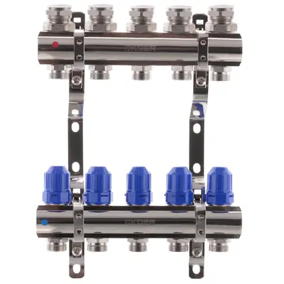 Коллекторный блок с термостатич. клапанами Koer KR.1100-05 1”x5 ways (KR2631)