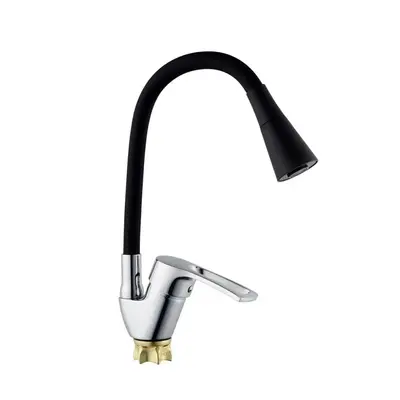 Смеситель для кухни с силиконовым изливом Champion YUB 011-181 (Nut) Refl.Black (MI6421)