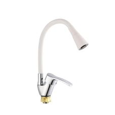 Смеситель для кухни с силиконовым изливом Champion YUB 011-279 (Nut) Refl.White (MI6426)